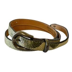 Streets Ahead Green Snake Embossed Leather Long Flap Belt Size S